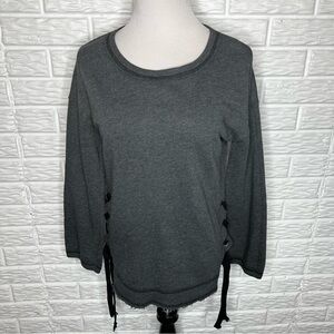 WILDFOX Gray Lace Tie Sides Long Sleeve Sweatshirt Size XS